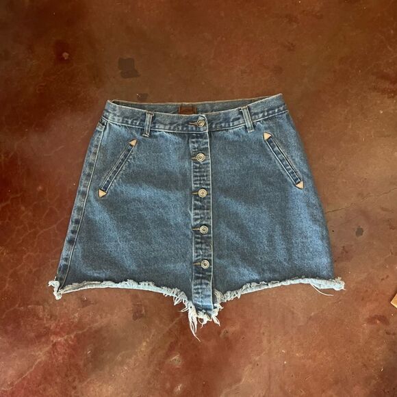 POL 90s Y2K Denim Jean Mini Skirt with Buttons, Size Small - Picture 1 of 4